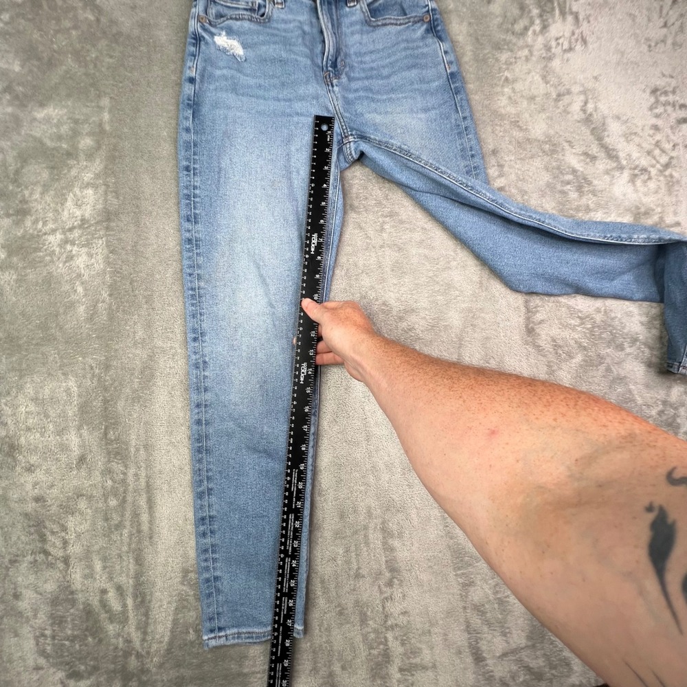 American Eagle Mom Jeans Womens 00 Light Wash Stretch Distressed High Rise - Picture 6 of 16